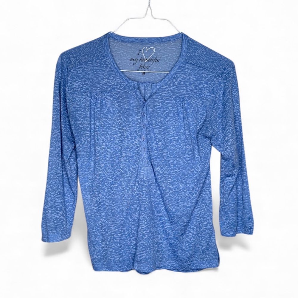 Women’s Blue & White Front Button Shirt Medium